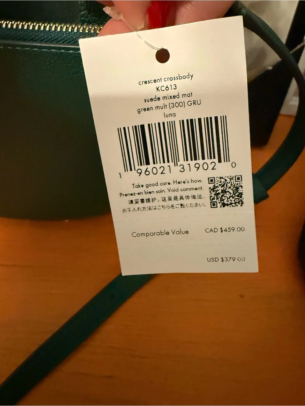 Kate Spade Luna Crescent Emerald Crossbody NWT